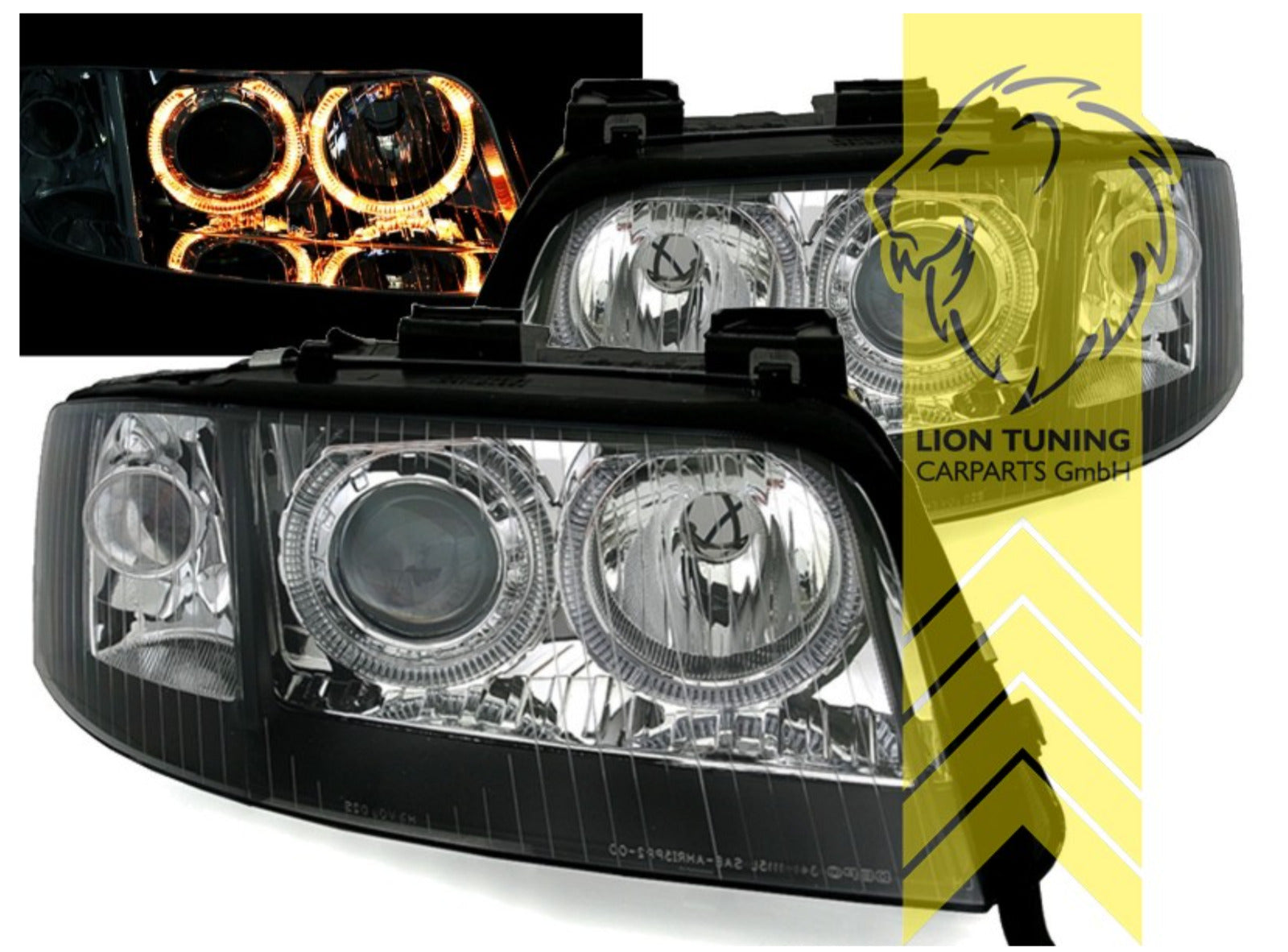 LT LED DRL Lightbar Halo Ring Headlights Audi A6 C5 4B Sedan Avant black XENON