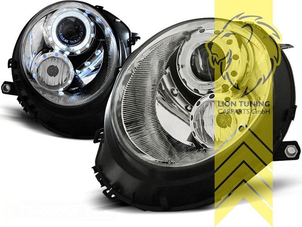LT Pair LED DRL Lightbar Halo Ring Headlights Mini Cooper R56 R57 Chrome LHD