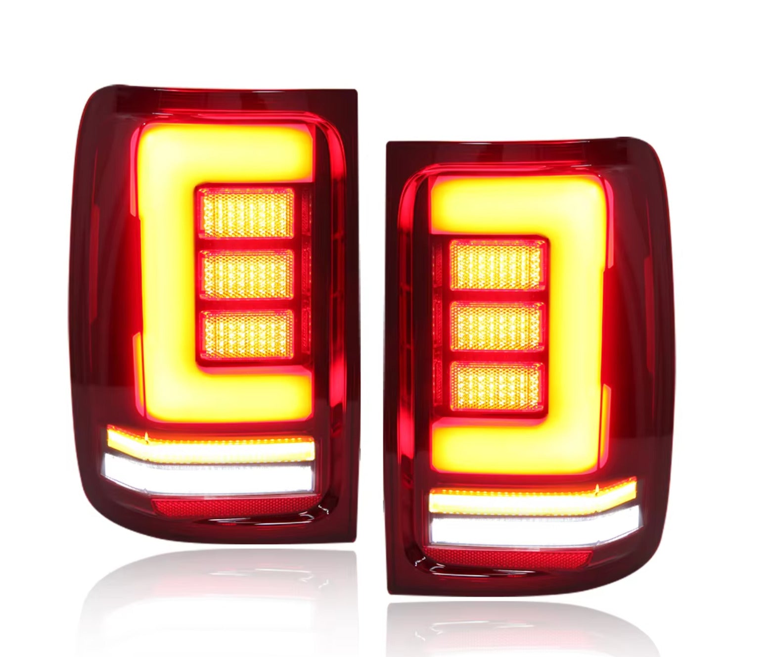 TYPY Pair LED DRL Lightbar REAR LIGHTS VW Amarok V6 2008-2022 Red & Clear LHD