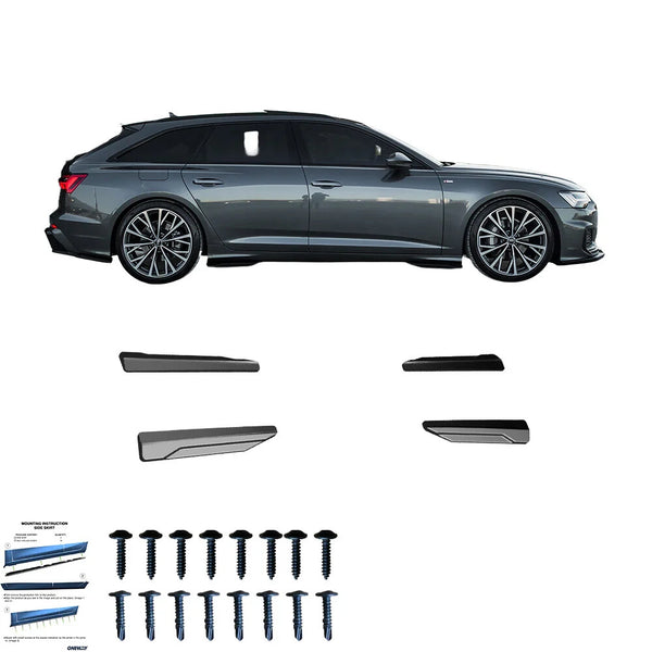 OW Side Skirts Extensions AUDI S6 / A6 S-Line C8 Sedan Avant 2019+ Gloss Black