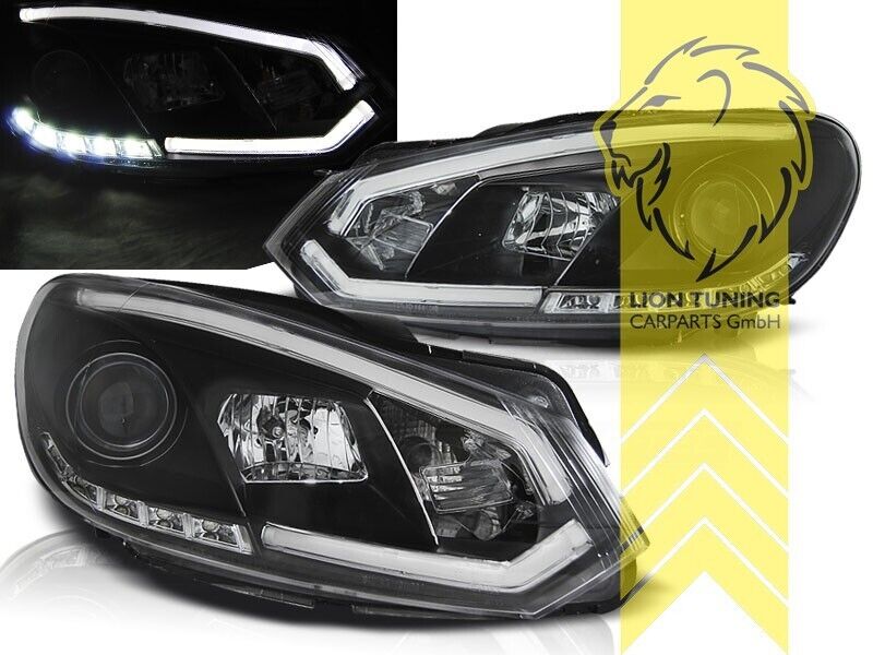 LT Pair LED DRL Lightbar Headlights VW Golf 6 MK6 08+ Limo Variant Cabrio black