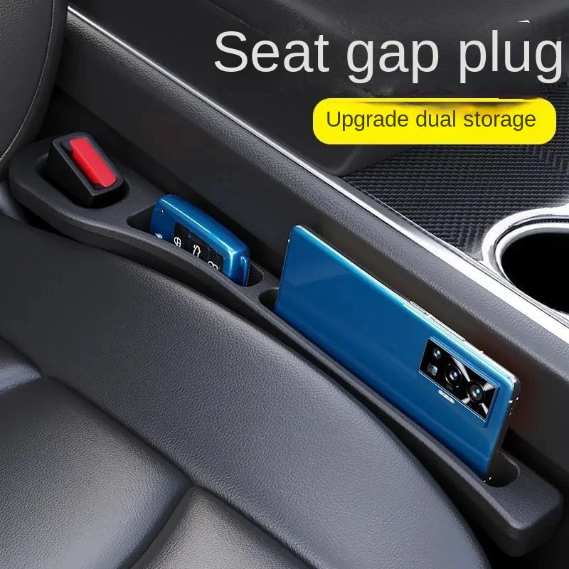2Pcs Car Seat Gap Filler Organizer PU Waterproof Universal Car Seat Gap Anti-leak Stopper Strip 2Slot Seat Gap Storage Organizer