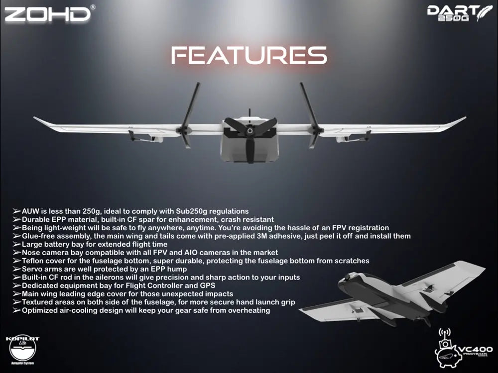 ZOHD Dart 250g FPV 570mm Wing