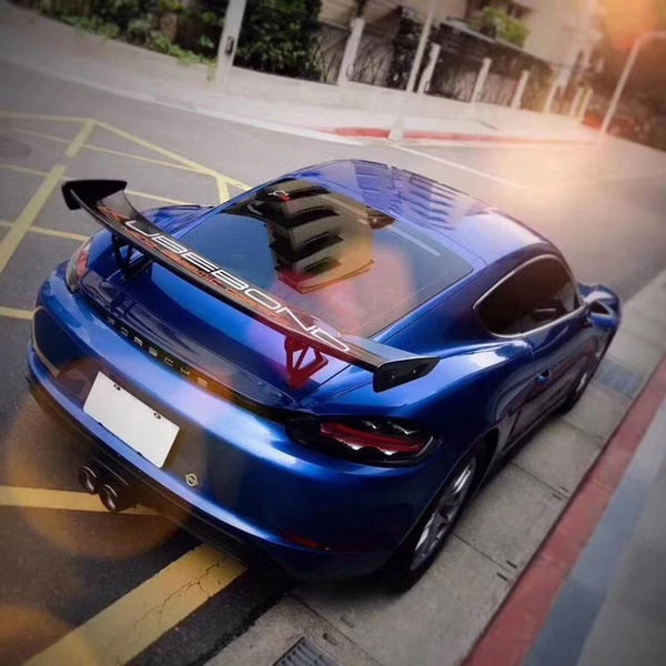 Carbon Fiber Car Racing Rear Spoiler Wing Lip for Porsche Cayman Boxster 981 GT4 Black Carbon Fiber Styling