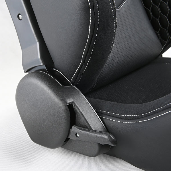New Style Black PVC Leather Gray Stitch Racing Boat Seats Bracket With Double Rails Race Car Seats 1082