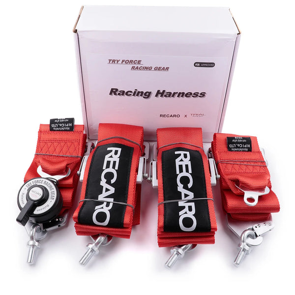 Racing JDM 4 Point 3 Inch Seat Belt Adjustable Sport Drift Snap-On Harness Quick Release Shoulder Strap Seatbelt for RECARO