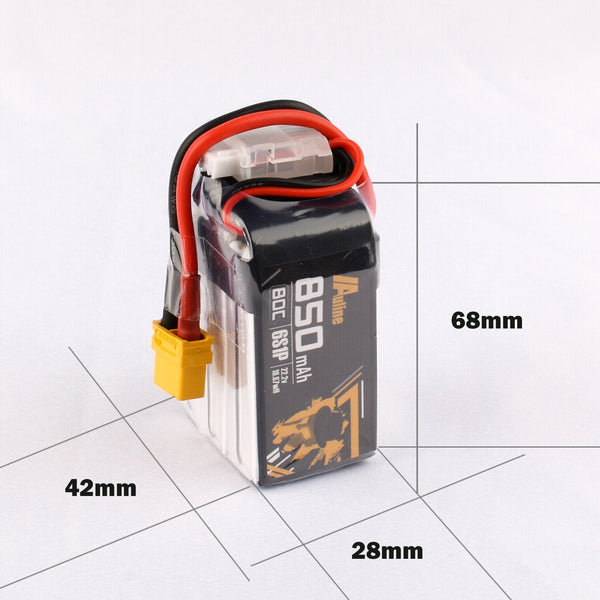 AuLine 850mAh 6S 22.2V 80C XT60 Lipo Battery