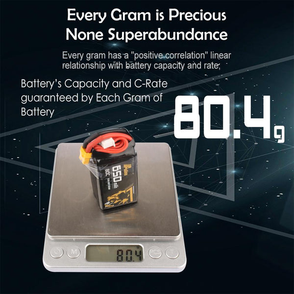 AuLine 650mAh 4S 14.8V 80C XT30 Lipo Battery