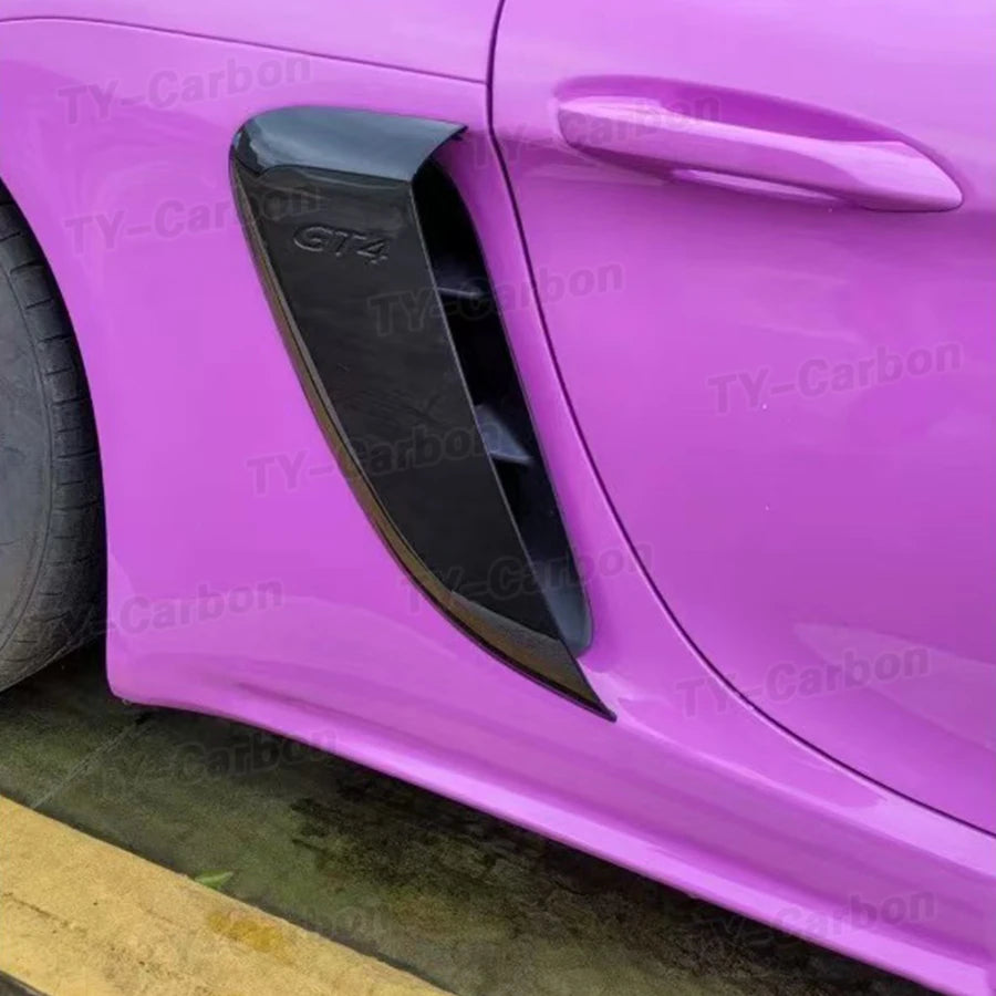 Real Carbon Fiber Side Vents For For Porsche 718 981 Boxster Cayman Car Accessories Side Air Vents 2pcs Grill Bodikit 2013-2023