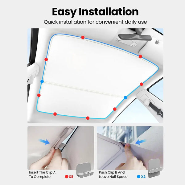 Sunshades For Tesla Model 3 Sunroof Highland 2025 Model Y 2020-25 Ice Cloth Buckle Sun Pare Glass Front Rear Skylight Accessory