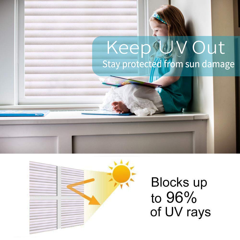 Gyxust Privacy Window Film, Self Adhesive Stripe Privacy Film Opaque No Glue Anti UV (90 * 400cm)