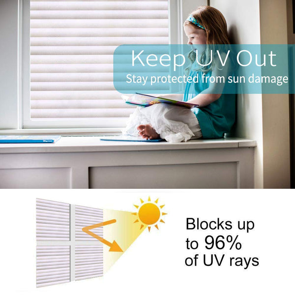 Gyxust Privacy Window Film, Self Adhesive Stripe Privacy Film Opaque No Glue Anti UV (90 * 400cm)