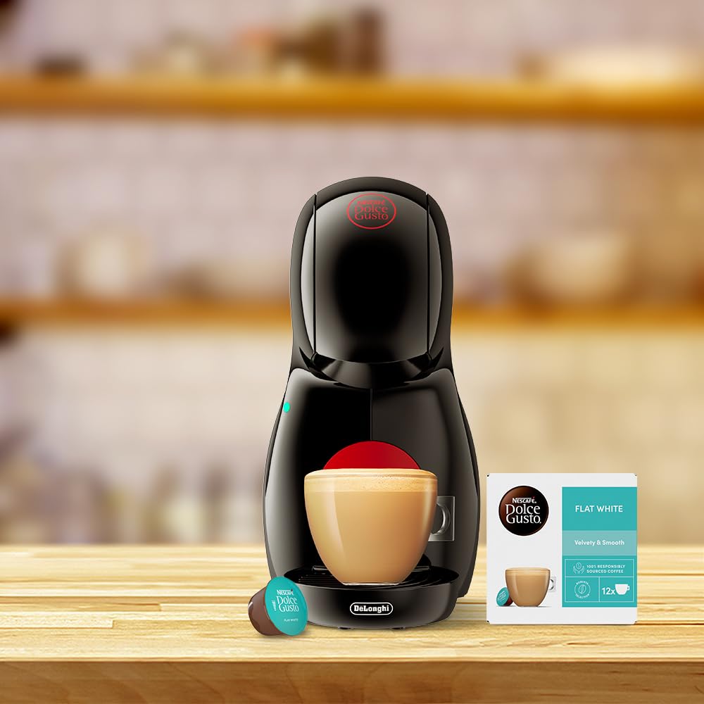 NESCAFÉ DOLCE GUSTO De'Longhi Piccolo XS Pod Capsule Coffee Machine, Espresso, Cappuccino and more, EDG210.WB, 0.8 litres, White and Black