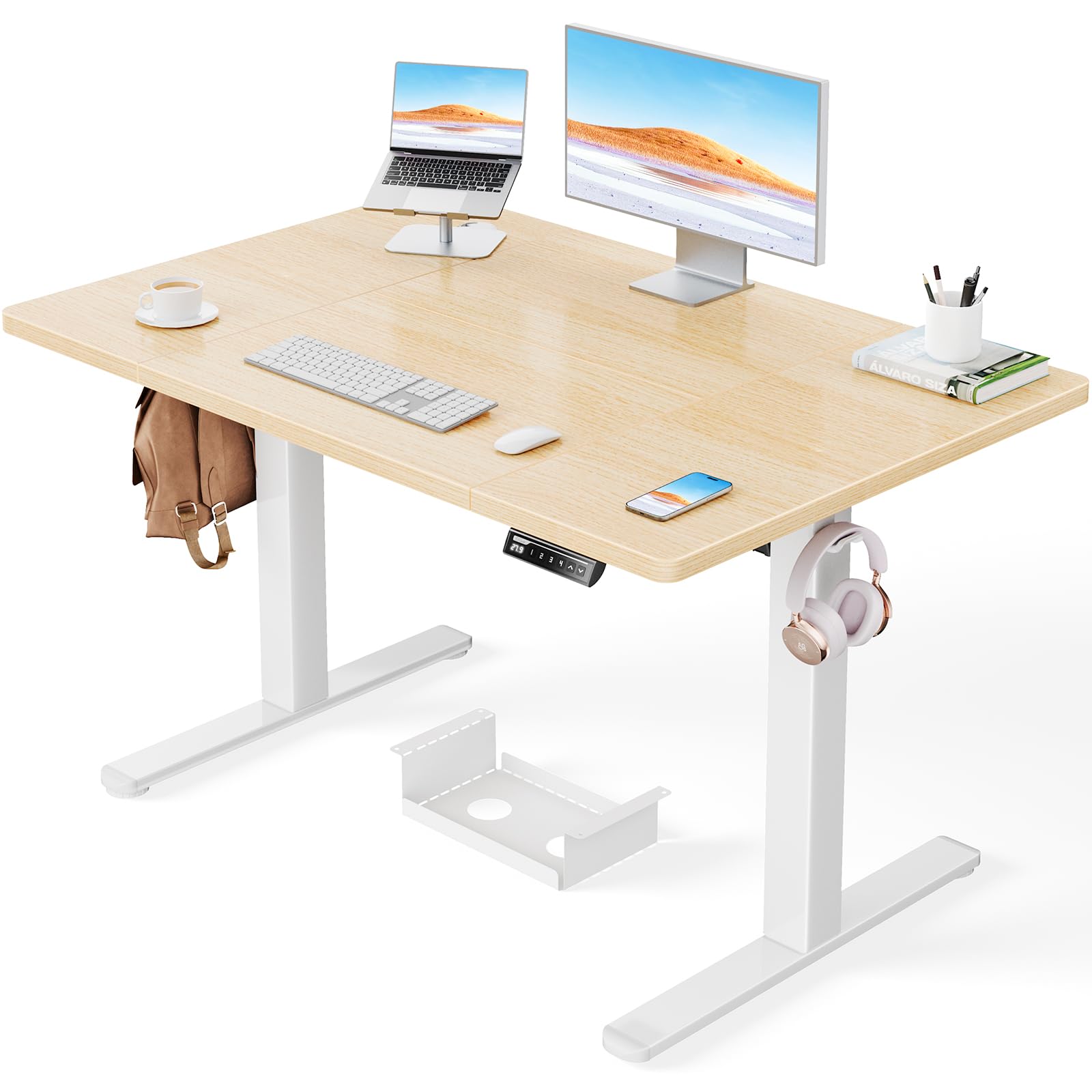 ErGear Electric Standing Desk-160 x 80 cm-100kg Load Capacity Height Adjustable Desk with Advanced Brushless Motor, Quiet Operation, Sturdy Metal Frame,Four-part Tabletop