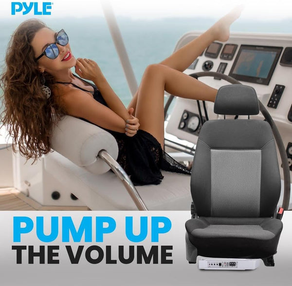 Pyle 8-Inch Low-Profile Amplified Subwoofer System - 600 Watt Compact Enclosed Active Marine Underseat Car Subwoofer with Built in Amp, Powered Car Subwoofer w/Low & High Level Inputs