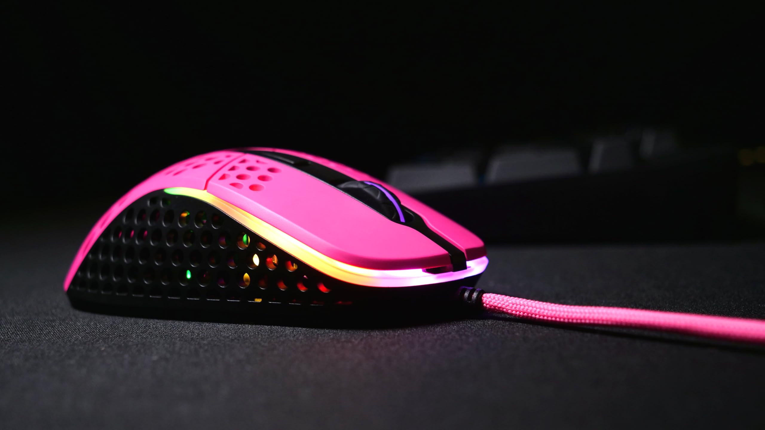 Xtrfy M4 RGB, Ultra-Light Wired Gaming Mouse, Ergonomic Design for Right-Handers, Pixart 3389 Sensor, Adjustable RGB Lighting, Pink Edition