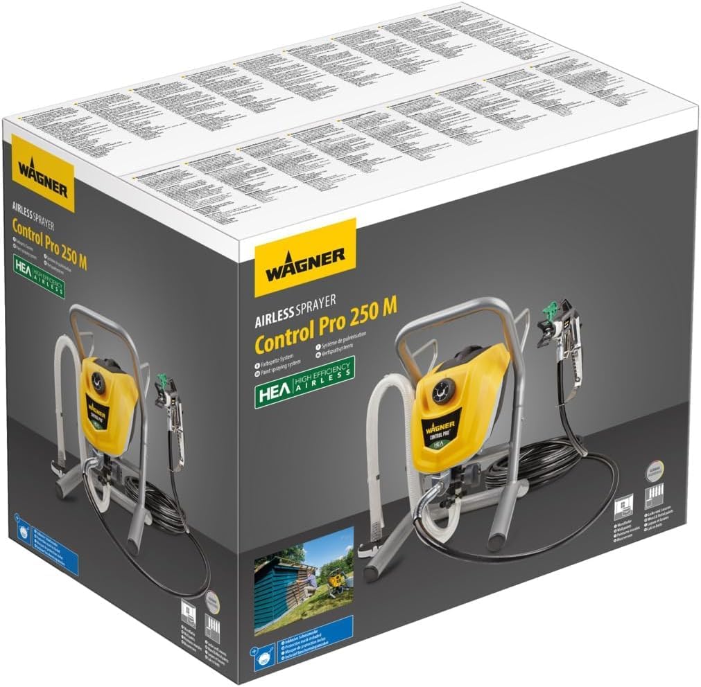 WAGNER Airless ControlPro 250M Paint Sprayer for interior and exterior wood, metal, wall and ceiling paints, covers 15 m² in 2 min, 110 bar, adjustable spray pressure, 9 m hose