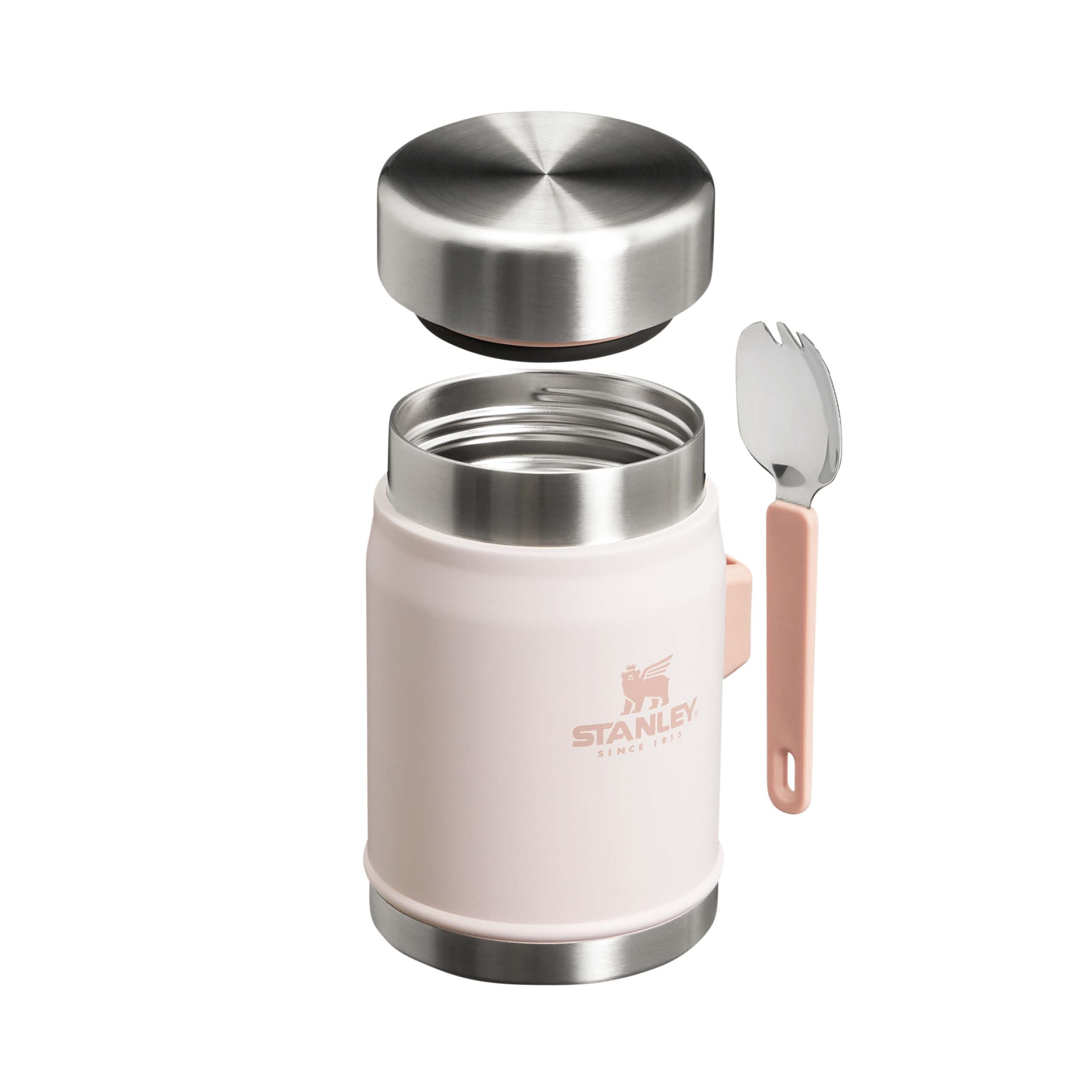 Stanley Classic Legendary Food Jar 0.4L With Spork - Keeps Cold For 7 Hours - BPA-Free Stainless Steel Soup Flask - Leakproof - Dishwasher Safe - Rose Quartz