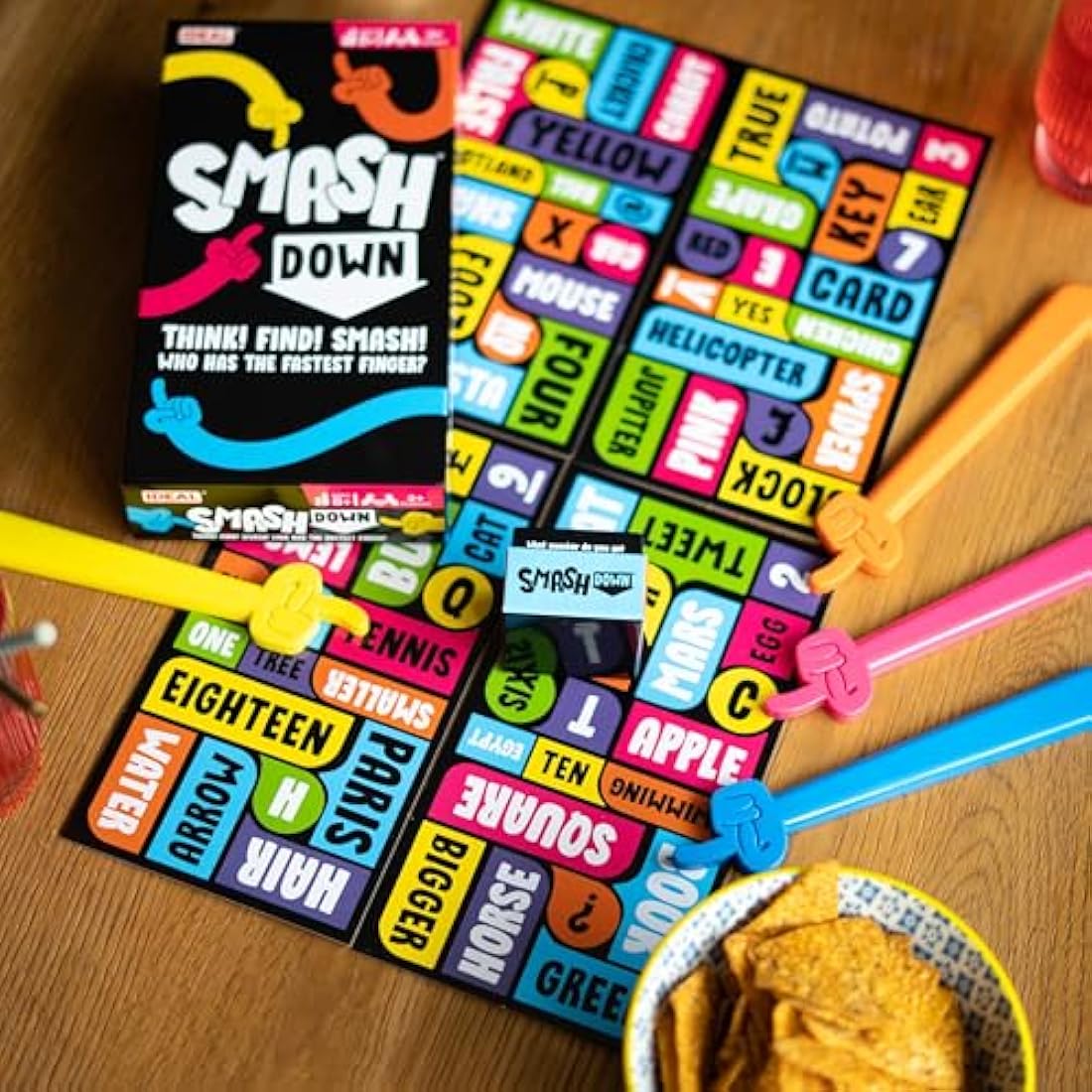 Ideal | Smash Down: Think! Find! SMASH! Who has the fastest finger? | Family Party Games | 3+ Players | Ages 8+