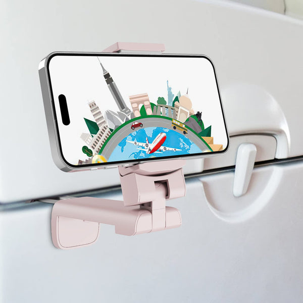 Airplane Phone Holder - Klearlook 4 in 1 Adjustable Phone Stand for Travel,360 Rotation Handsfree Viewing Flight Phone Holder,Foldable Travel Essential,Accessory for Flying/Traveling/Home/Office-Black