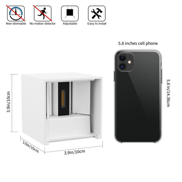 Klighten 2PCS 12W LED Outdoor Wall Lamps, up and Down Adjustable Light Beam,Waterproof IP65 for Outdoor Wall Light, Natural White 4000K-4500K,Indoor