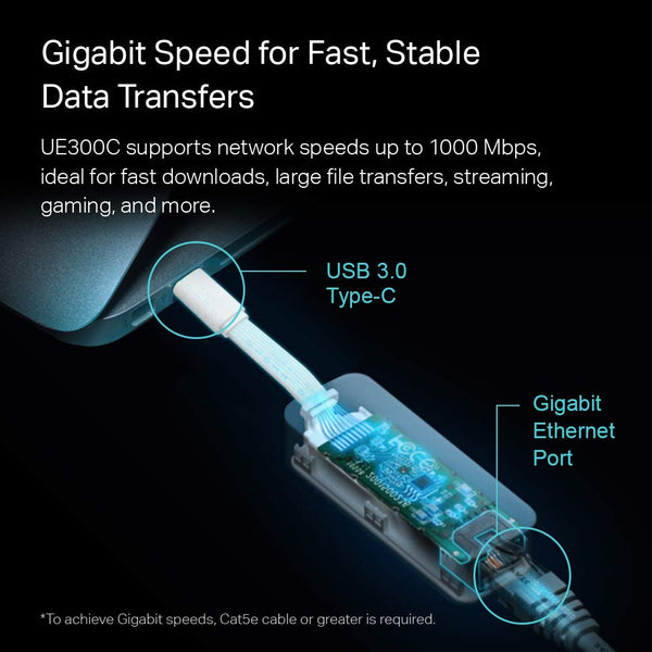 TP-Link UE306 WiFi Adapter, USB 3.0 to Gigabit Ethernet Network Adapter, USB to RJ45 Lan Wired Adapter for PC/Laptop/Ultrabook, Plug and Play in Nintendo Switch, Supports Windows 10/8.1, Linux OS