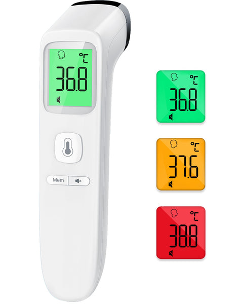 No-Touch Forehead Thermometer for Adults, Infrared Digital Thermometers for Kids, Touchless Baby Thermometer, Accurate Reading with LCD Display, Mute Mode, Memory Recall, Fever Alarm