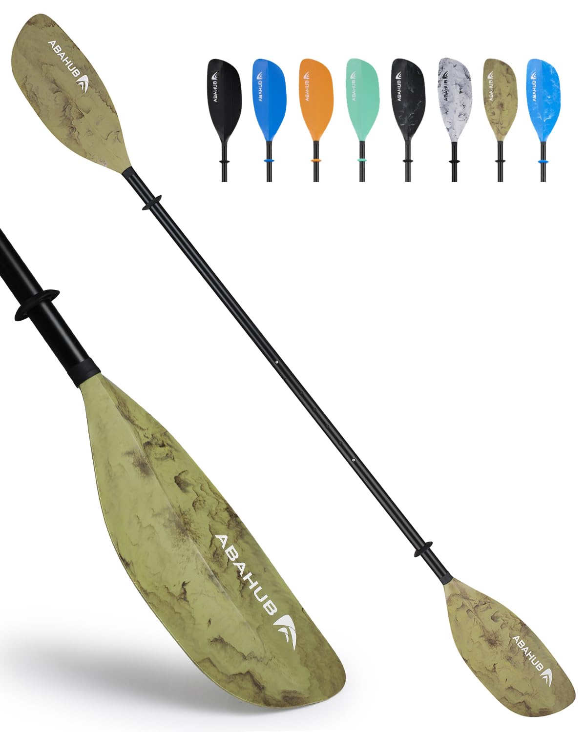 Abahub Adjustable Kayak Paddle 210-230 cm/82-90 Inches Floating Kayaking Oars Boating Oars Canoeing Oars Camouflage