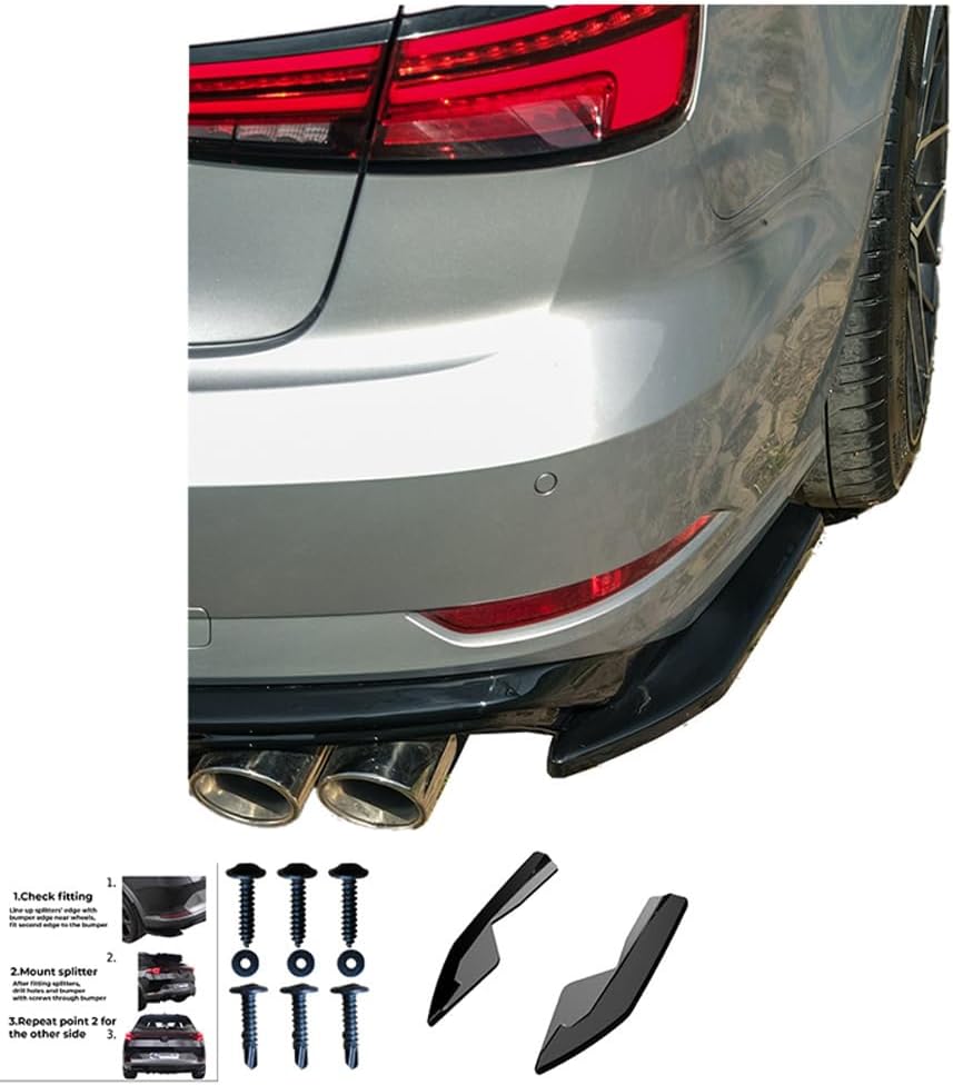 Oneway Rear Side Diffusors compatible with Audi A3 (8V) Sedan Facelift 2016-2020 - Gloss black