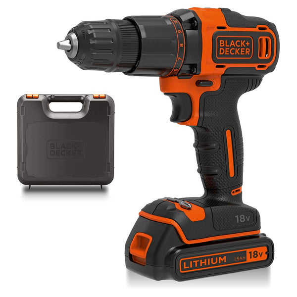 BLACK+DECKER 18V Hammer Drill with Battery, Charger, and Kitbox, BCD700S1K-GB