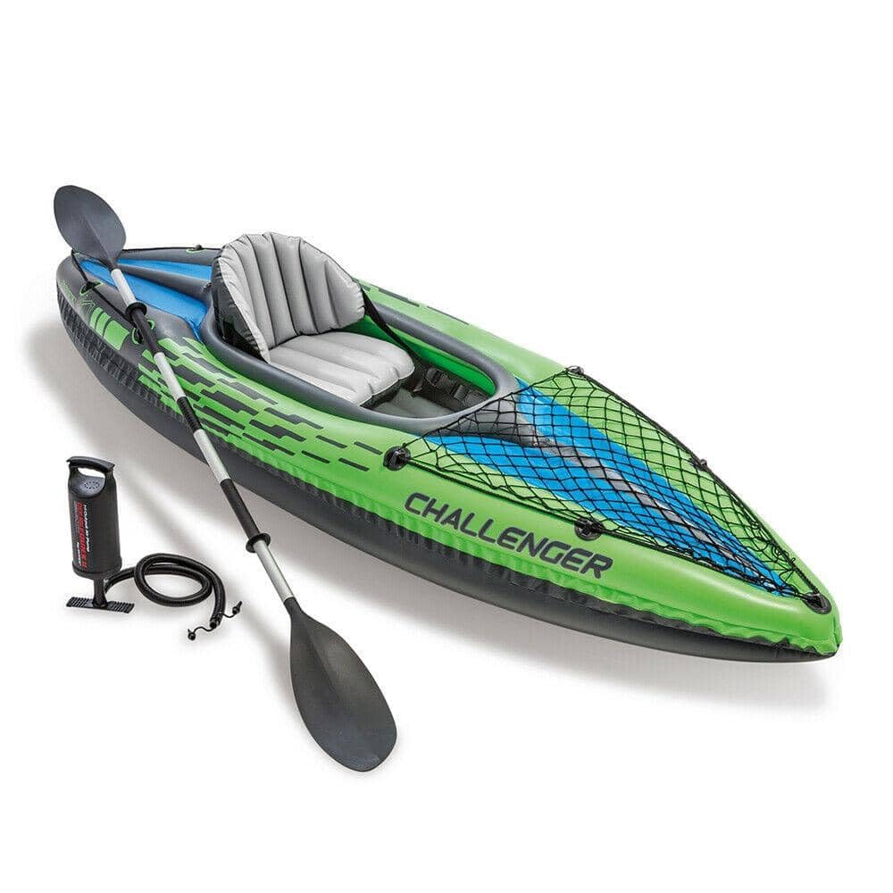 Intex Challenger Kayak, Man Inflatable Canoe with Aluminum Oars and Hand Pump