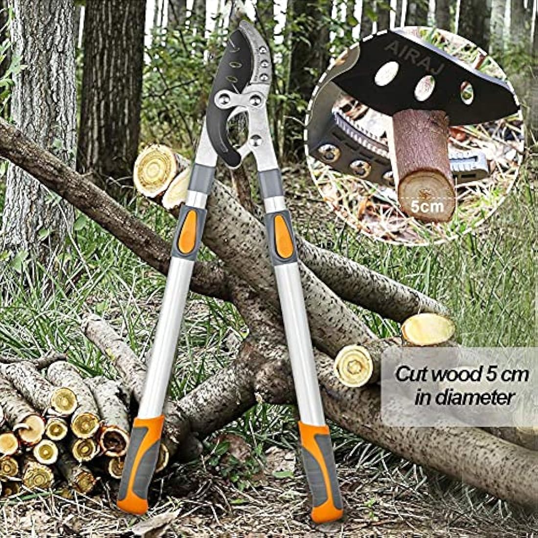 AIRAJ 70-103cm Anvil Lopper, Loppers Heavy Duty Telescopic, SK-5 Sharp Steel Blade, can Trim Tough Branches and Hedges Over 5cm,Ideal Loppers for Gardening, Light Duty Garden Loppers