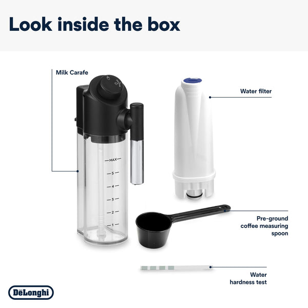 De'Longhi Magnifica Evo Next ECAM312.80.TB, Automatic Coffee Machine With Automatic Milk Frother, Bean To Cup Coffee and Cappuccino Machine with Intuitive Touch Display, Black/Titanium