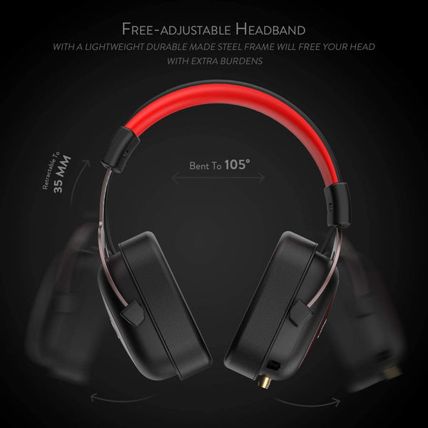 Redragon H510 Zeus Wired Gaming Headset - 7.1 Surround Sound - Memory Foam Ear Pads - 53MM Drivers - Detachable Microphone - Multi Platform Headphone - Works with PC/PS4 & Xbox One, Nintendo Switch