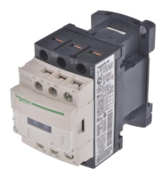 Schneider Electric, TeSys D contactor - 3P(3 NO) - AC-3 - <= 440 V 38 A - 230 V AC 50/60 Hz coil, LC1D38P7