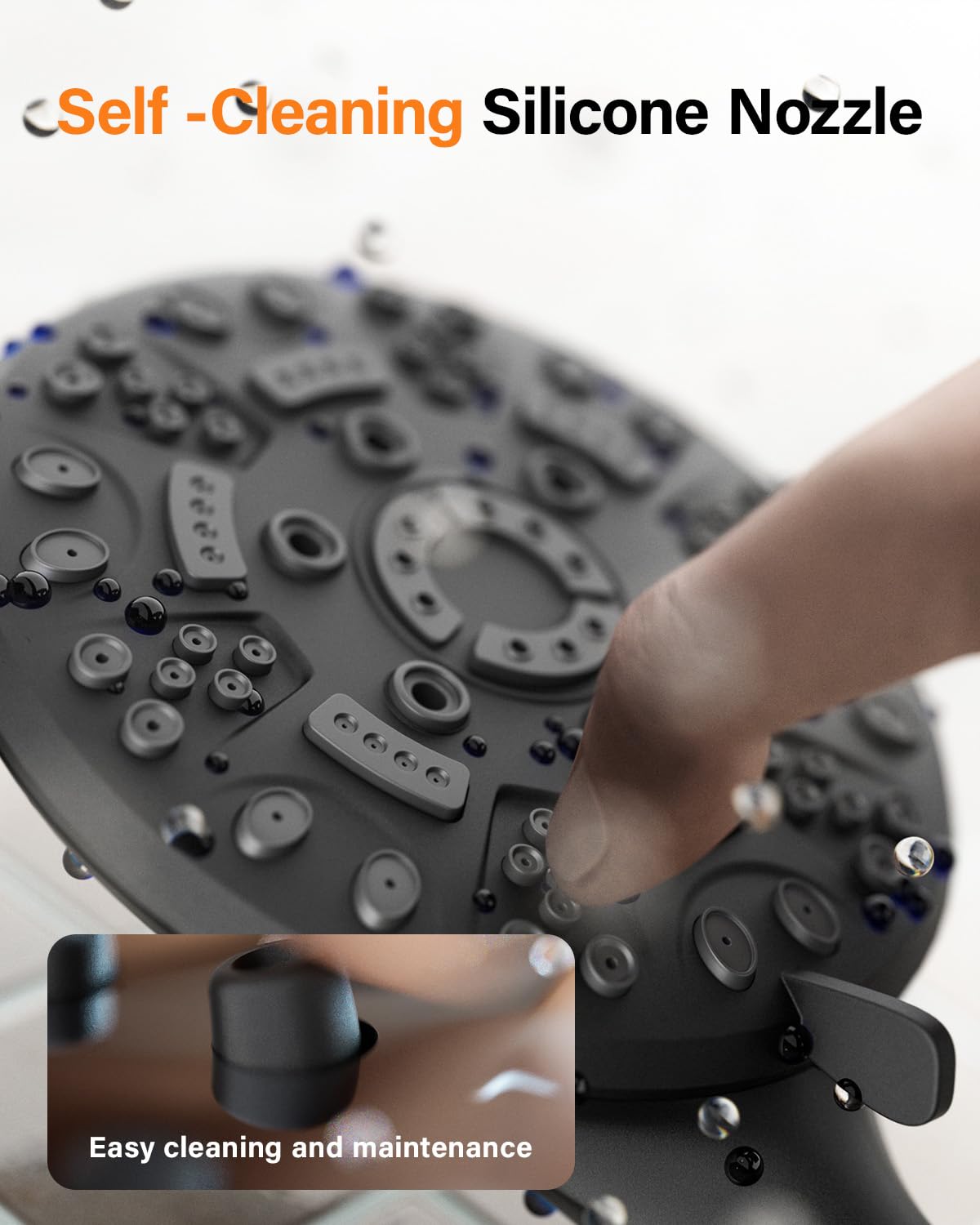 Cobbe High Pressure Shower Head with 8 Spray Modes, Powerful Water Saving Shower Head Set, Large Universal Flow Rain Showerhead for Low Water Pressure - Black