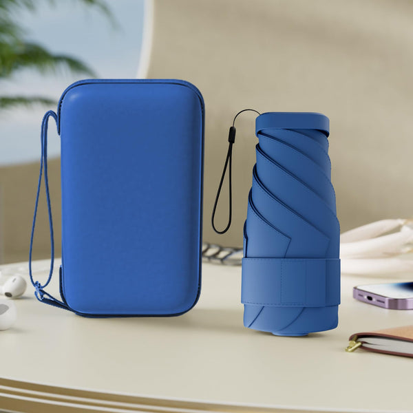 Windproof Mini Travel Folding Umbrella - UPF 50+ Sun & Rain Protection, Small Compact Lightweight Design Fits in Pocket or Bag, Eco-Friendly Fabric Wallet Umbrella for Commuter, Men Women Boys Girls