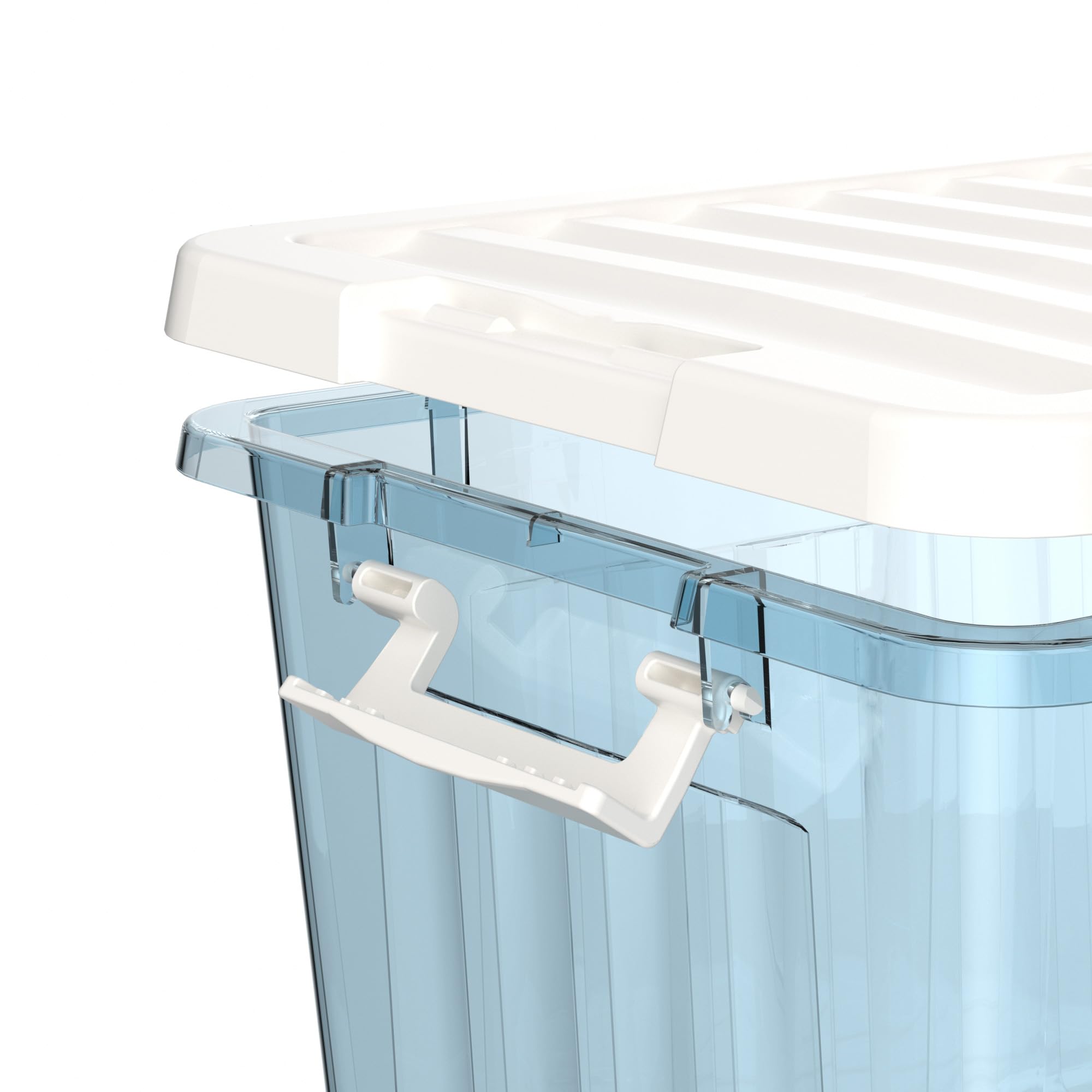 Cetomo 15L*4 Storage Boxes with Lids, Plastic Storage Bins with Latching Buckles, Click Closure, Stackable, Nesting, Organizer for Home Office