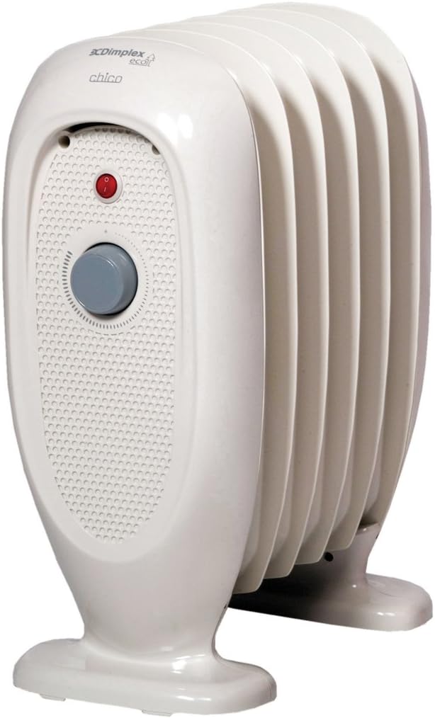 Dimplex OFRB7N Eco Chico Mini Radiator, Oil Free Column Heater, Freestanding 700w Electric Heating Unit, Quiet Plug In Lightweight Portable Compact Electric Home Heater with Thermostat – White