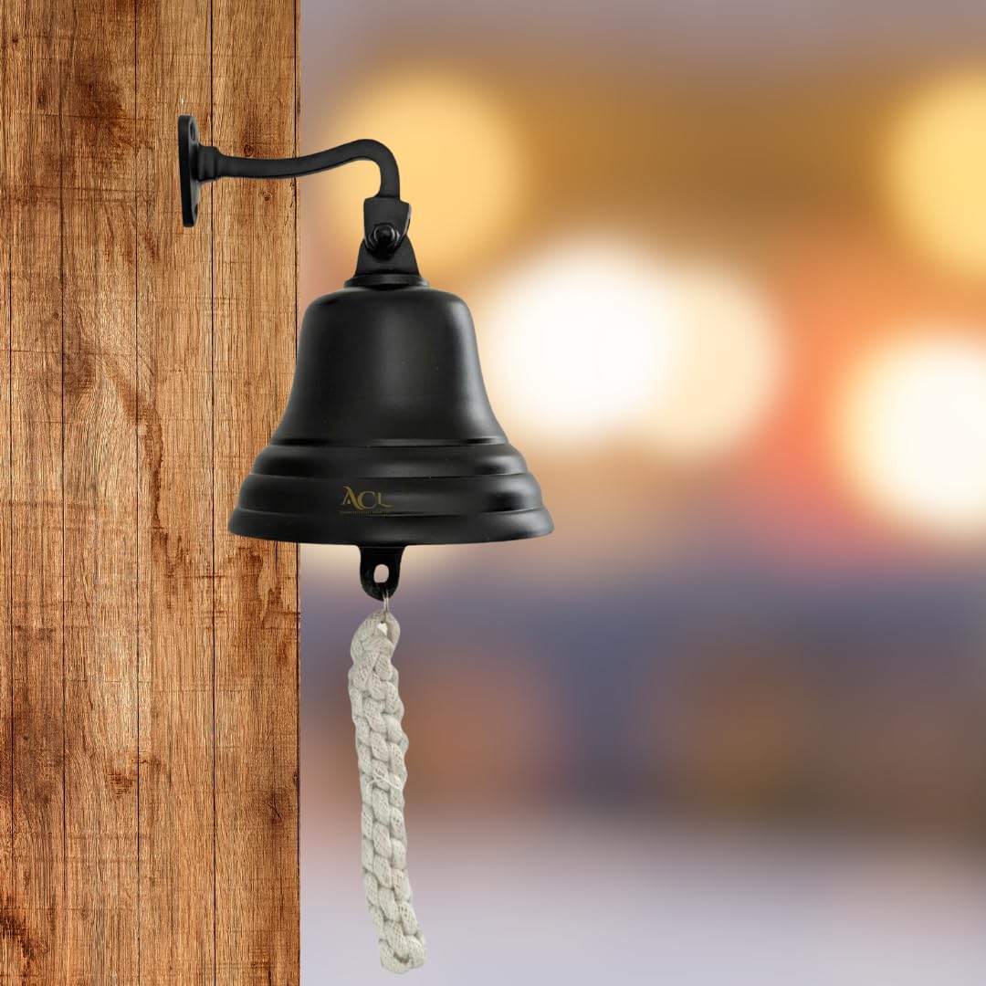 Assorted Collections Last Order Bell Bar Accessories for Home Pub Hand Bell Wall Mounted Bar Bell Nautical Decorations Unique Black Bell with Crisp