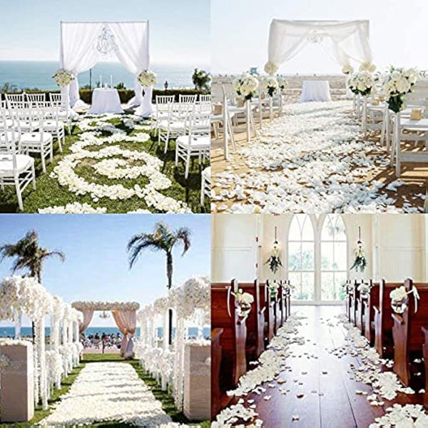 4000pcs Rose Petals for Weddings, Silk Rose Petals, Insipid Artificial Silk Flower Petals, Decoration Petal Flower Confetti for Valentine's Day, Aisle Wedding, Bed, Party, Table (White)