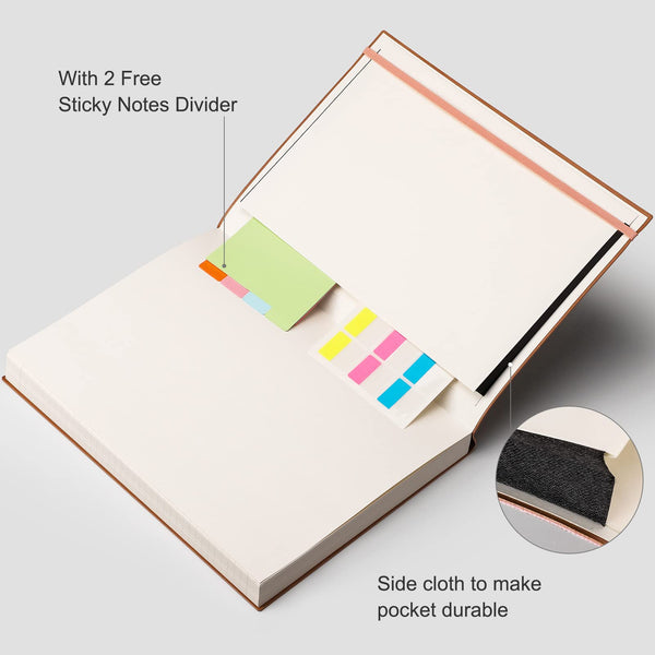 RETTACY Lined Journal Notebook - A5 Note Book Hardcover Thick Notepad 320 Numbered Pages for Writing,100gsm Lined Paper, Leather Hardcover, for Women Men Work Office School,14.5 x 21cm - Black