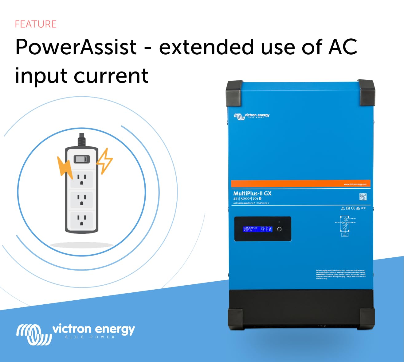Victron Energy MultiPlus-II GX Pure Sine Wave Inverter Charger for 35 amp Battery, 3000VA 48-Volt 230V