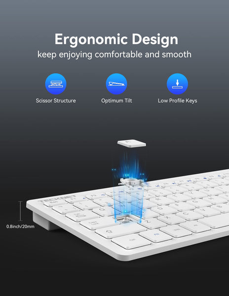 TECKNET 2.4G Wireless Keyboard For Windows/Chrome OS, UK Layout Compact Mini Keyboard, Small Silent Whisper-Quiet Keyboards with 12 months Battery Life (Pink)