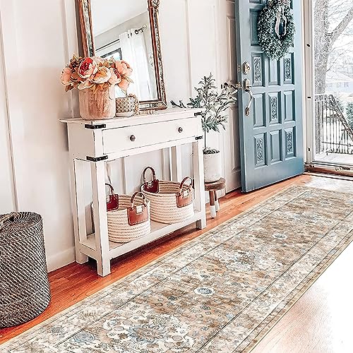 Enyhom Carpet Runners, 60 x 240 cm Extra Long Runner Rugs for Hallway Non Slip Laundry Room Area Rug Runner Machine Washable Kitchen Floor Mat Carpet
