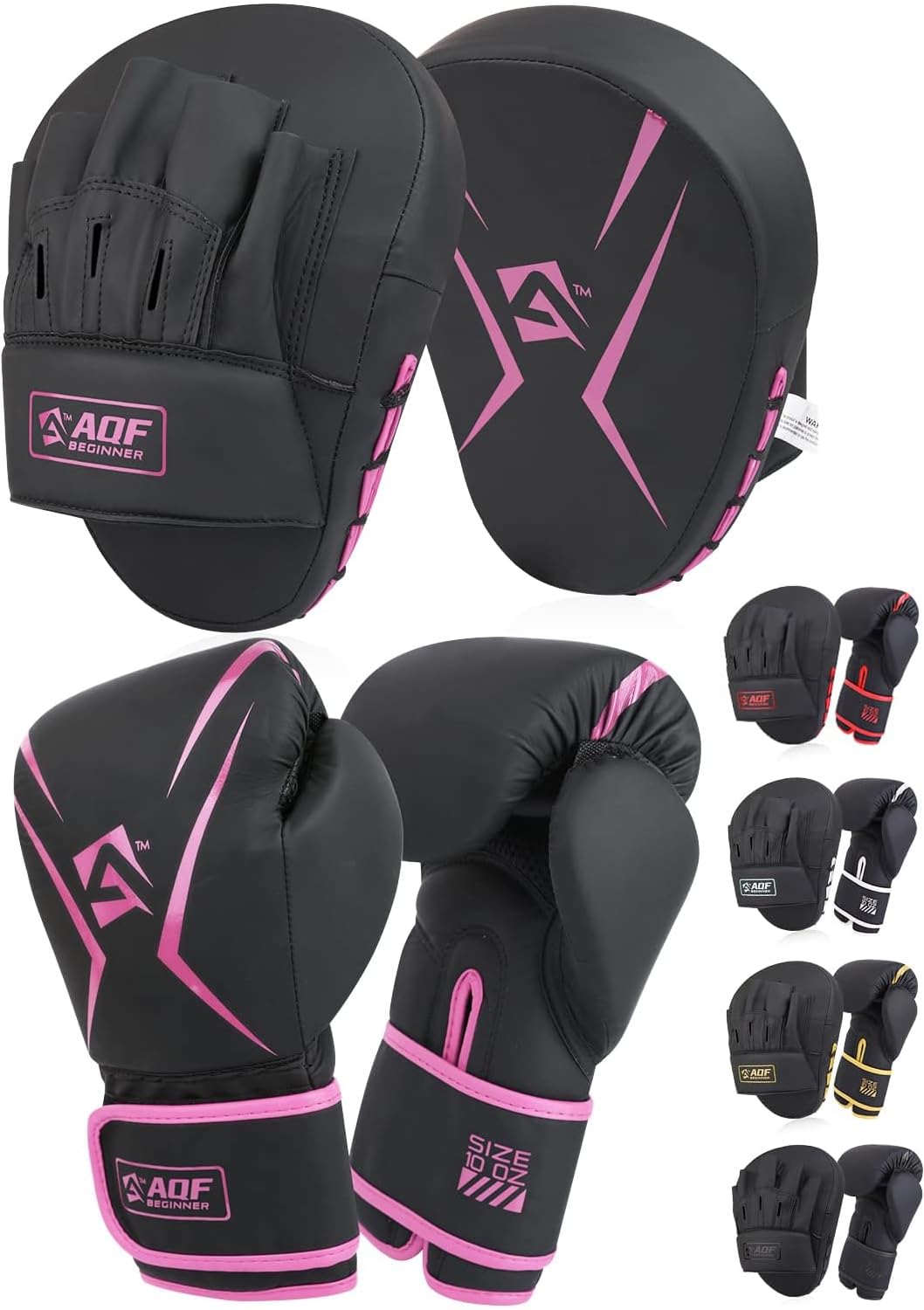 AQF Kids Boxing Gloves and Pads Set - Junior Boxing Set For Kickboxing & MMA Muay Thai Punching Gloves With Curved Pads For Martial Arts Training
