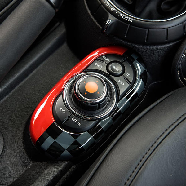 ABS Plastic Center Console Multimedia Gear Shift Panel Frame Trim Cover for Mini Cooper F55 Hardtop F56 Hatchback F57 Convertible 2014~2020 (Union Jack Gray)