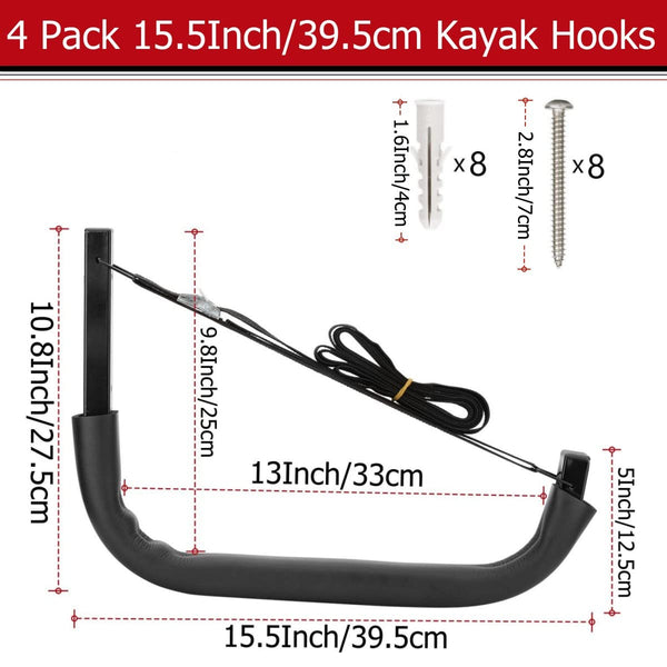 Heavdace Kayak Storage Rack, Wall Mount Garage Canoe Storage Hangers for Kayaks or Paddleboards, Heavy Duty Storage Hooks (38cm x 26.7cm)