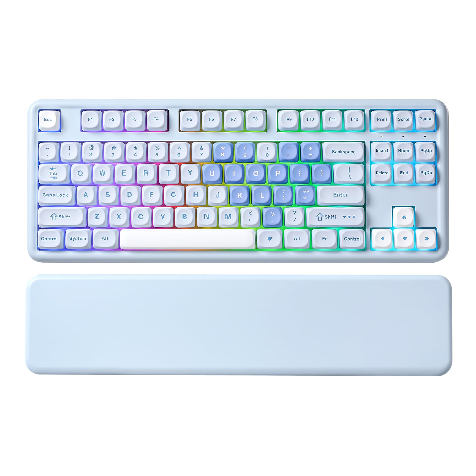 YUNZII B87 Wireless Mechanical Keyboard,QMK/VIA Software Custom Gaming,Gasket RGB Keyboard with Cute MOA Keycaps,Wrist Rest,BT5.0/2.4G/USB-C NKRO for Win/Mac (butter, milk v2 linear)
