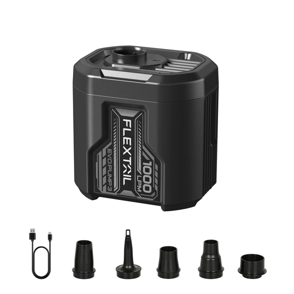 FLEXTAIL EVO PUMP 3,Portable Electric Air Pump,Vacuum Pump,1000L/min Flow,5kPa High pressure,5 Multiple nozzles for Rafting boat,Vacuum Compression Bags,Airbeds